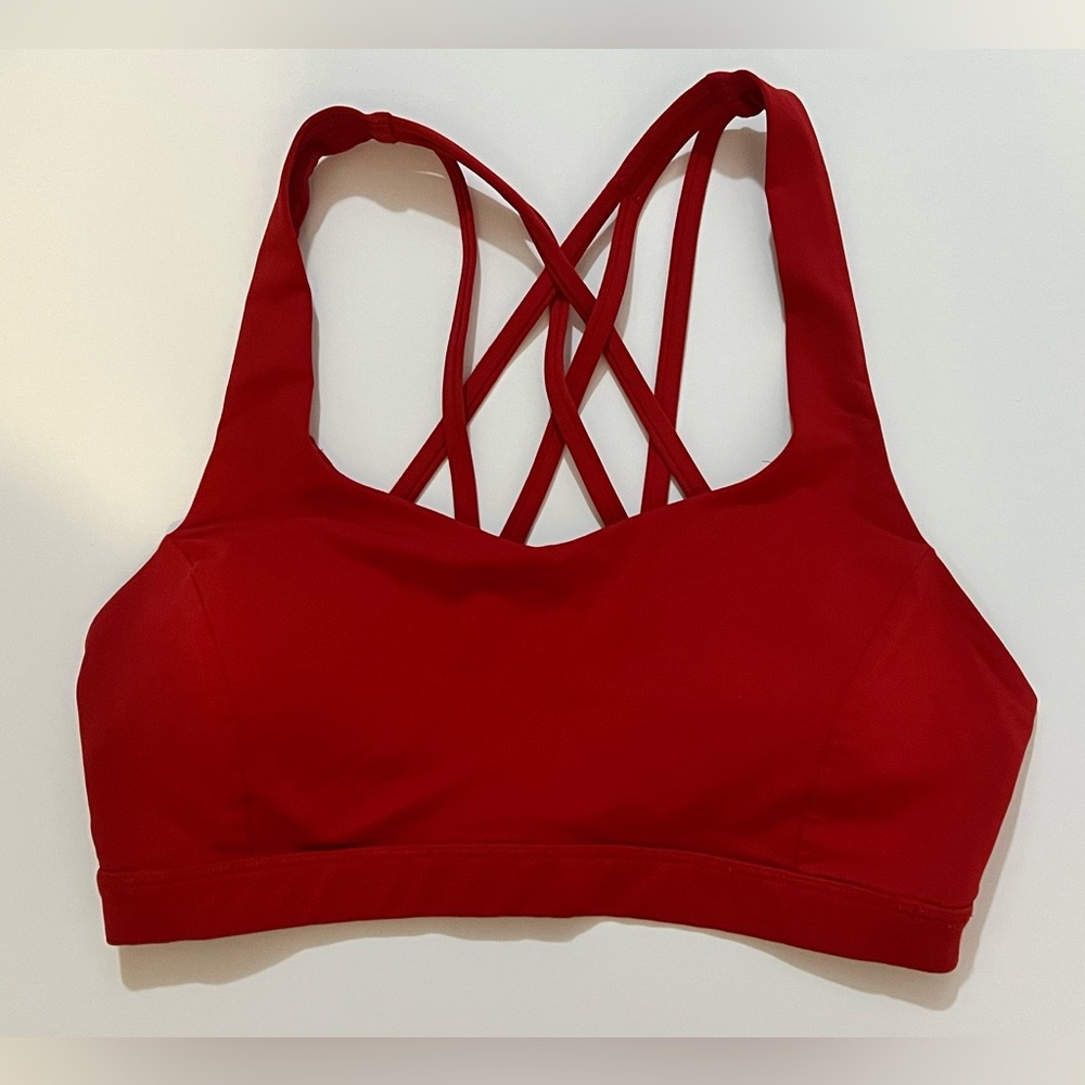 Red Lululemon sports bra